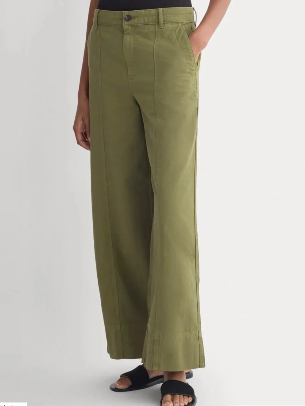 NWT! Everlane SEAMED WIDE-LEG PANT Cotton/Linen Blend Olive Green Utility Pants